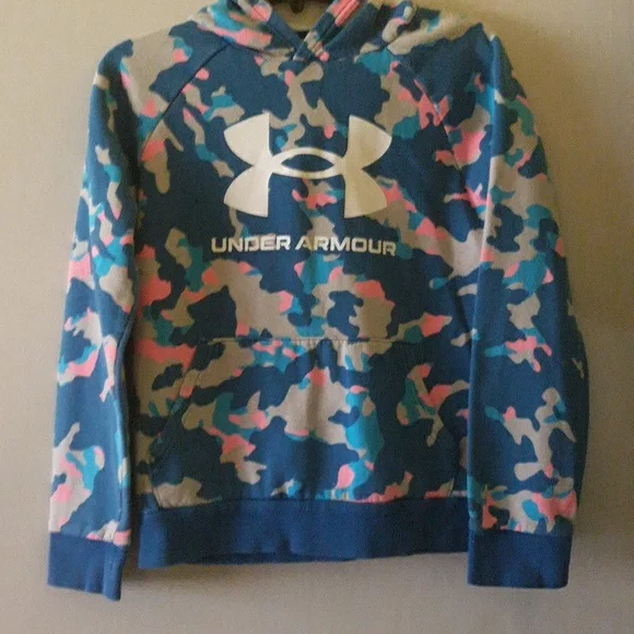 Under Armour Blue Camo Hoodie with Pink and White - Picture 1 of 7